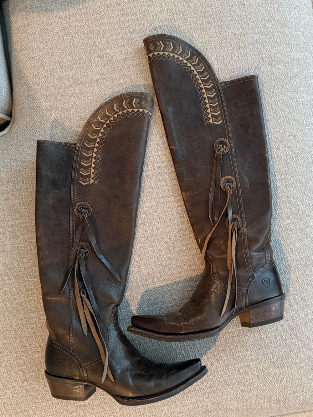 Ariat Tallulah Snip Toe Leather Western Cowboy Boot Tassel Brown Festival